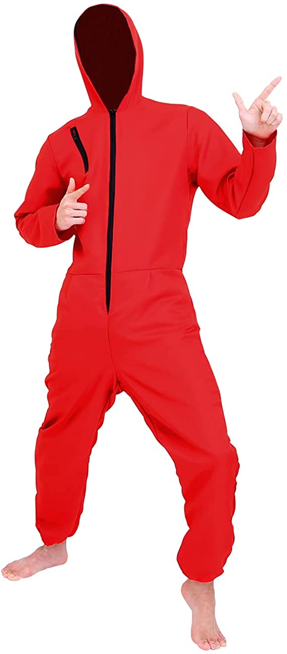 Angelaicos Unisex Red Jumpsuits Mask Costume Halloween Party Coverall