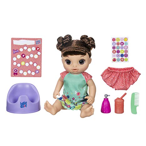 Baby Alive Potty Dance Baby: Talking Baby Doll with Brown Hair, Potty, Rewards Chart, Undies & More, Doll That “Pees” On Her Potty, For Girls & Boys 3 Years Old & Up