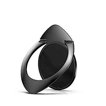 Lenoup Super Thin Cell Phone Ring Stand Holder,Phone Ring Grip Kickstand for Magnetic Car Mount Holder,360 Rotation Metal Finger Ring for Almost All Phones/Pad（Black）