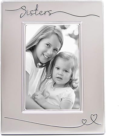 Haysom Interiors Beautiful Two Tone Silver Plated Sisters 4" x 6" Picture Frame with Black Velvet | Unique and Thoughtful Gift Idea