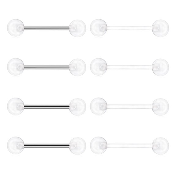 Ruifan Clear UV Flexible Bioflex Acrylic Body Piercing Jewelry Kit Set for Nose Septum Horseshoe Earring Eyebrow Tongue Nipple Lip Ring Stud 14G 16G