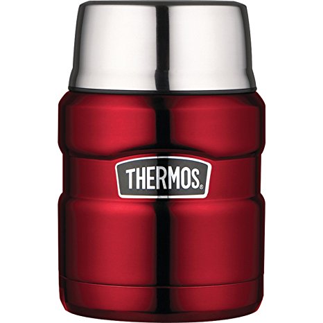 THERMOS Stainless King 16 Ounce Food Jar with Folding Spoon, Cranberry