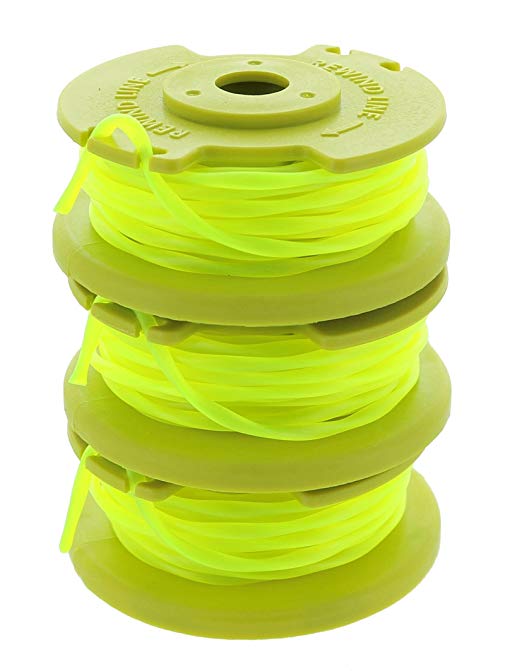 Ryobi One PLUS  AC80RL3 OEM .080 Inch Twisted Line and Spool Replacement for Ryobi 18v, 24v, and 40v Cordless Trimmers (3 Pack)