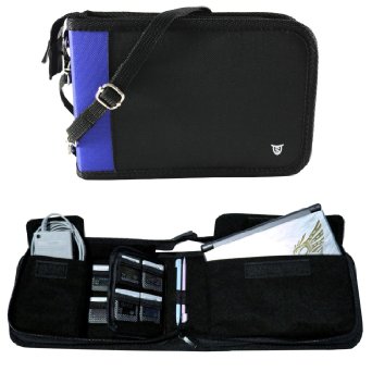 Technoskin - All In One Travel Carrying Case for NEW 3DS or NEW 3DS XL - Black and Blue - 12 Game Holders - Charger Pouch - Carrying Strap - Lifetime Guarantee