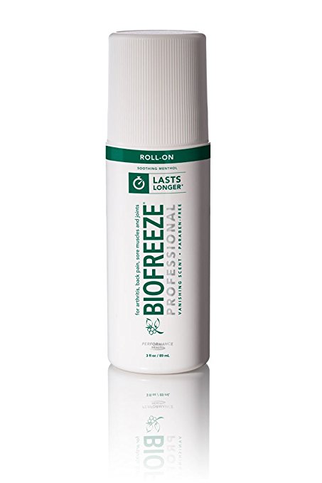Biofreeze Professional Pain Reliever Gel,Topical Analgesic Cream for Enhanced Relief of Arthritis, Muscle, & Joint Pain, NSAID Free Cold Therapy Roll-On 3 Ounce, Original Green Formula, 5% Menthol