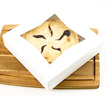 Durable Pie Box With Window, 10x10x2.5 Inches, Perfect for Pies and Low Profile Cakes, Set of 12 - By Chefible