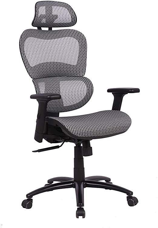 Komene Ergonomic Office Chair, High Back Desk Chairs with Adjustable Headrest backrest, 3D Flip-up Arms, Swivel Executive Chairs for Home and Conference Room (Grey)