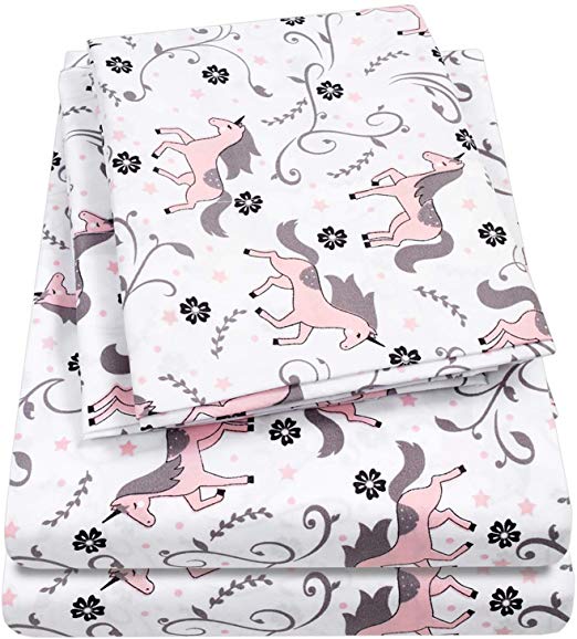 1500 Supreme Kids Bed Sheet Collection - Fun Colorful and Comfortable Boys and Girls Toddler Sheet Sets - Deep Pocket Wrinkle Free Hypoallergenic Soft and Cozy Bedding - Twin, Unicorns