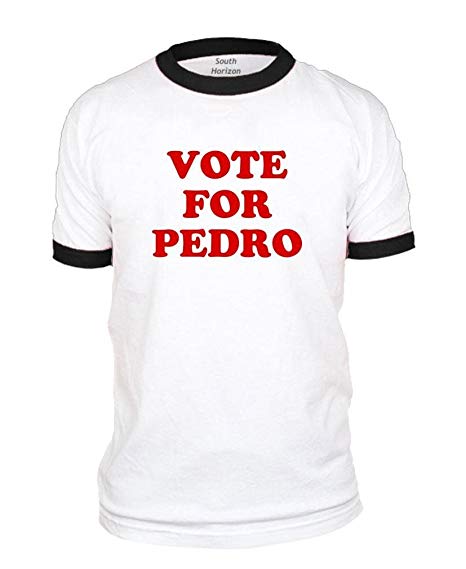 South Horizon Napoleon Dynamite Vote For Pedro Ringer T-Shirt (Youth Small thru Adult 3XL)