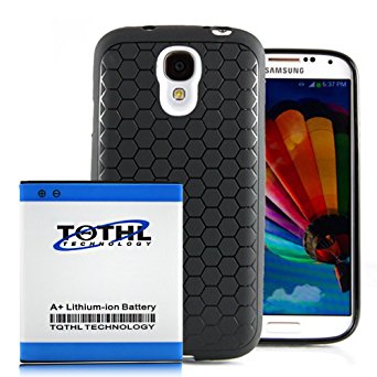 TQTHL Samsung Galaxy S4 6200mAh Best Replacement Extended Li-Ion Battery with Black Back Cover & HoneyComb Matte TPU Case -Black [ 24 Month Warranty ]