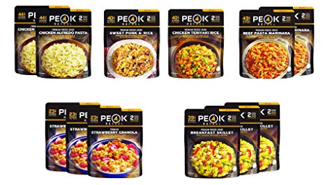 Peak Refuel Adventure Pack | Freeze Dried Backpacking and Camping Food | 100% Real Meat | Great Tasting MRE | High Protein