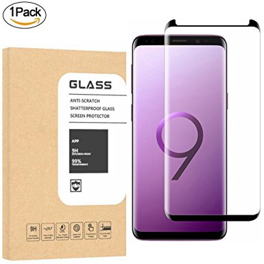 Galaxy S9 Screen Protector, [Maximum Coverage] Samsung Galaxy S9 Tempered Glass Screen Protector [9H Hardness] [HD Clear] Case Friendly Screen Protector for Samsung S9 (S9, Black)[1-Pack]-1