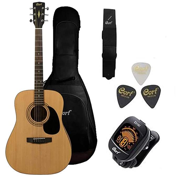 Cort AD810 Dreadnought Acoustic Guitar with Gig Bag,Tuner,Picks and Strap (trialblazer pack)