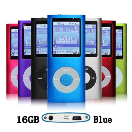 GGMartinsen 16 GB Blue Portable MP3MP4 Player with Multi-lingual OS  Multi-Functional MP3 Player  MP4 Player with Mini USB Port Voice Recorder  Media Player  E-book reader Blue