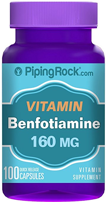 Piping Rock Vitamin Benfotiamine 160 mg 100 Quick Release Capsules Fat Soluble Vitamin B-1