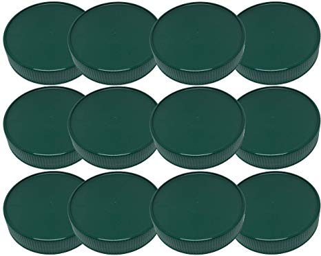 Mason Jar Storage Lids-Plastic (BPA Free) Regular Mouth Mason Jar Lids Set of 12 Reusable Leak Proof Caps are Made in the USA (green)