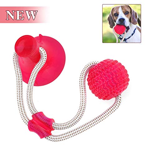 OUTERDO Pet Toys with Suction Cups, Dog Bite Rope Durable Self-Balloon Rubber Ball Toys, Multifunctional Molar Chew Toys, for Dental Care, Teeth Cleaning, Suitable for Dogs and Cats