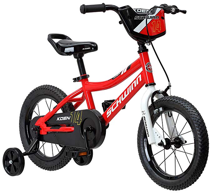 Schwinn Koen Boy's Bike, Featuring SmartStart Frame to Fit Your Child's Proportions, Some Sizes Include Training Wheels and Saddle Handle, 12-14-16-18-20-Inch Wheel Sizes, Black, Blue, and Red