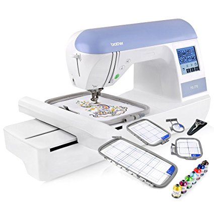 Brother PE770 (PE 770) Embroidery Machine w/ USB Flash Port and Elipse 4-Hoop Embroidery Package w/ Embroidery Thread and Scissors