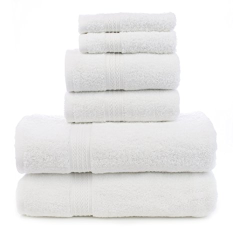 Soft Touch Linen Terry Cloth Towel Set, 2 Bath Towels, 2 Hand Towels, 2 Washcloths, White
