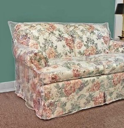 84" Clear Vinyl Furniture Protector - Loveseat Cover - 84"W X 40"D X 36"H rear, 18"H front
