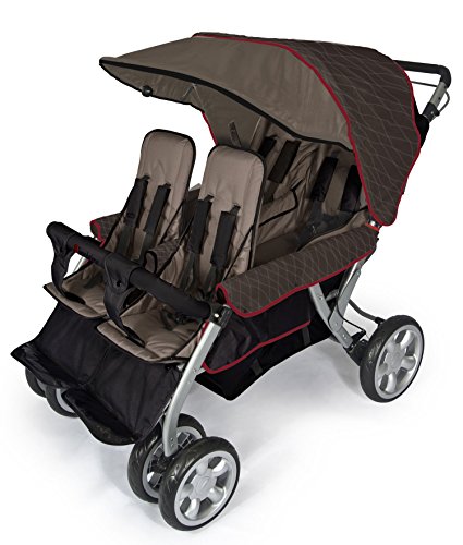 Foundations Quad Lx 4-Passenger Stroller, Earthscape, Taupe/Red