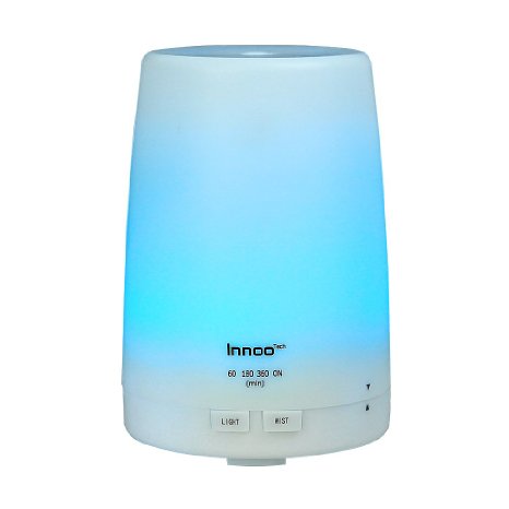 Innoo Tech Aroma Diffuser | 2016 New Version 300ml Aromatherapy / Essential Oil Diffuser & Humidifier with Cool Mist | Long Lasting with 4 Timer Settings & 7 Color LED Lights for Bedroom, SPA, Office