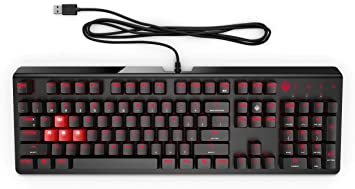 HP Omen 1100 Gaming Keyboard (USB) - Anti-Ghosting Function with Rollover To N Buttons, Switch with Mechanical Greetech Blue, Dedicated LED for Each Button