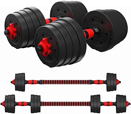 Adjustable Exercise Fitness Dumbbells Set，Dumbbells Free Weights Set, Free Weights Dumbbells Set for Men and Women with Connecting Rod Can Be Used As Barbell for Home Gym Work Out Training 2Pair