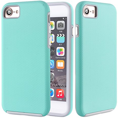 Veatool iPhone 7 Case, [Dual Layer][Drop Protection Technology] with Rubber Back and TPU Bumper Cushion for iPhone 7(2016) - Mint Green