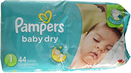 Pampers Baby Dry Diapers Size 1 Jumbo Pack 44 ea