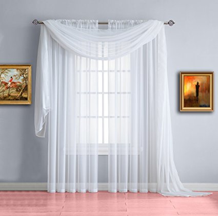 Warm Home Designs White Sheer Window Curtains. Each Voile Drape Is 56 X 84 Inches in Size. Great for Kitchen, Living Room, Bedroom, Kids Room or Office. 2 Fabric Panels Per Package. Color: White 84"