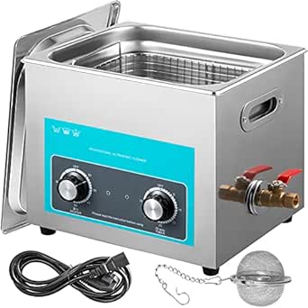 VEVOR 15L Ultrasonic Cleaner, 304 Stainless Steel Professional Knob Control, Ultrasonic Cleaner with Heater Timer for Jewelry Watch Glasses Circuit Board Dentures Small Parts Dental Instrument