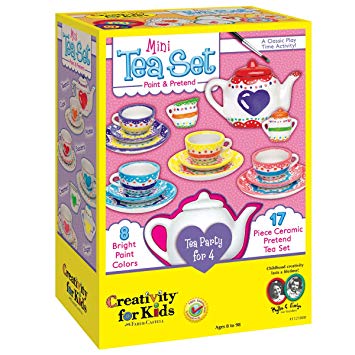 Creativity for Kids Mini Tea Set - Paint a Mini Tea Set for 4 - 17 Pieces