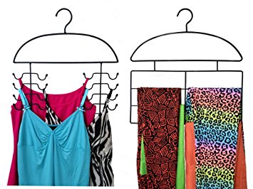 Axis International Marketing 2 piece Black Metal Tank Top and Legging Hanger Combo Pack, includes one of each hanger
