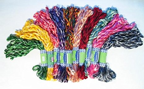 New ThreadNanny 100 Skeins of Silky Variegated Hand Embroidery Floss Threads - Assorted Colors
