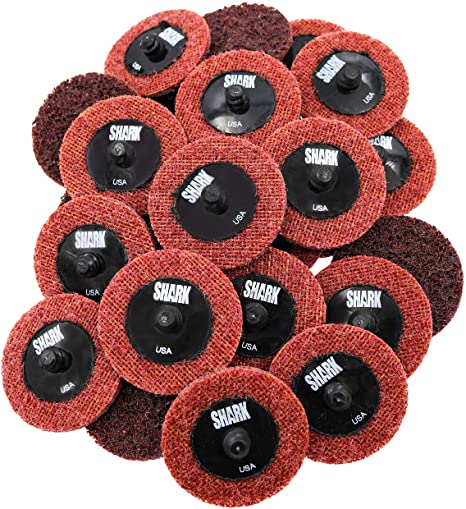 Shark Industries PN-13018 25-Pack Burgundy/Medium Quick Change Surface Conditioning Discs, 2” Diameter – Medium Grit for Sanding, Finishing, Rust Removal & More on All Metals (25 Discs)