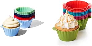 OXO Good Grips Silicone Baking Cups, Pack of 12, Reusable, BPA-Free, Dishwasher Safe, Non-Stick, Food Grade, Cupcake and Muffin Liners (Multicolor 3 oz.)