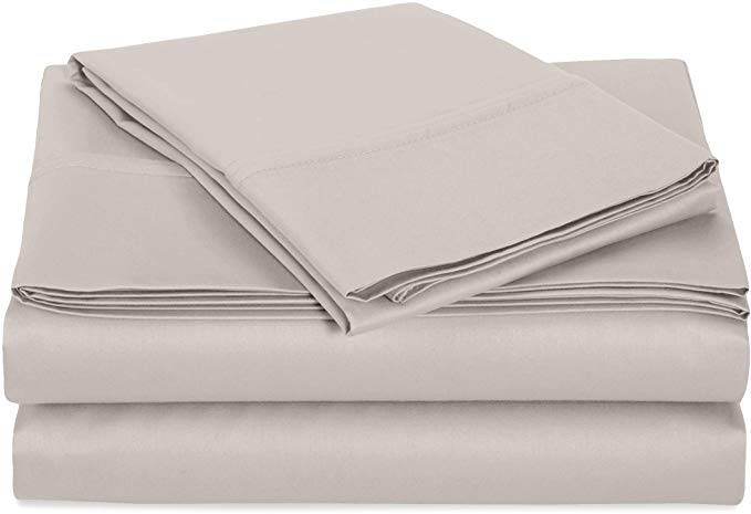 AmazonBasics 400 Thread Count Sheet Set, Full, Stone Grey