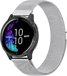 Vancle Metal Bands Compatible with Garmin Venu 2 Plus/Venu Sq 2/Venu Sq/Venu Women Men, Stainless Steel Replacement Strap for Garmin Venu Sq Smartwatch