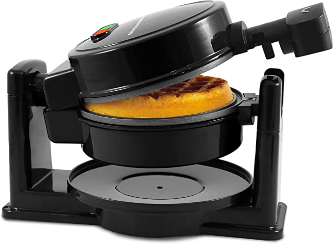 Elite Gourmet EWM460 Nonstick Rotating Flip Belgian Waffle Maker, 1.25-Inch Thick Waffles, Hash Browns, Keto, Snacks, Sandwich, Eggs, Easy to Clean, Black