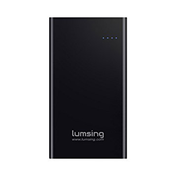 Lumsing 8000mAh Power Bank Ultra-Thin 2-Port Portable USB Charger External Battery for iPhone, iPad, iPod, Samsung, most other Phones and Tablets-Black