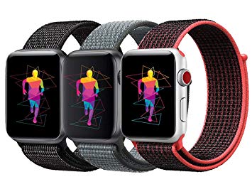 INTENY Sport Band for Apple Watch 38mm 40mm 42mm 44mm, Soft Lightweight Breathable Nylon Sport Loop Replacement Strap for iWatch Apple Watch Series 4, Series 3, Series 2, Series 1