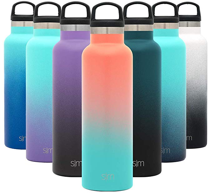 Simple Modern 20oz Ascent Water Bottle - Hydro Vacuum Insulated Tumbler Flask w/Handle Lid - Double Wall Stainless Steel Reusable - Leakproof Ombre: Havana