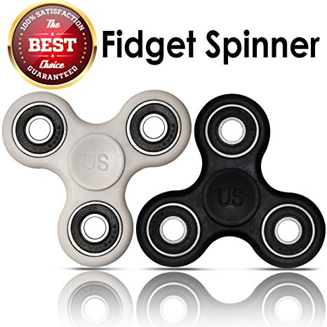 UStyle NEW Tri Fidget Spinner Toy Stress Reducer Ceramic Bearing - Premium Quality EDC Focus for Kids & Adults - Best Stress Reducer Relieves (Black / White)