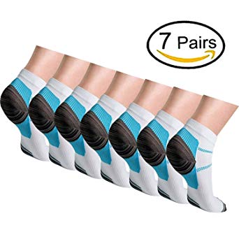 Plantar Fasciitis Support Compression Socks Women Men -7 Pairs- Best Running Ankle Athletic Socks