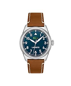 Lacoste, Adventurer Men's Blue Dial, Brown Leather Watch - 2011301, Blue, Modern