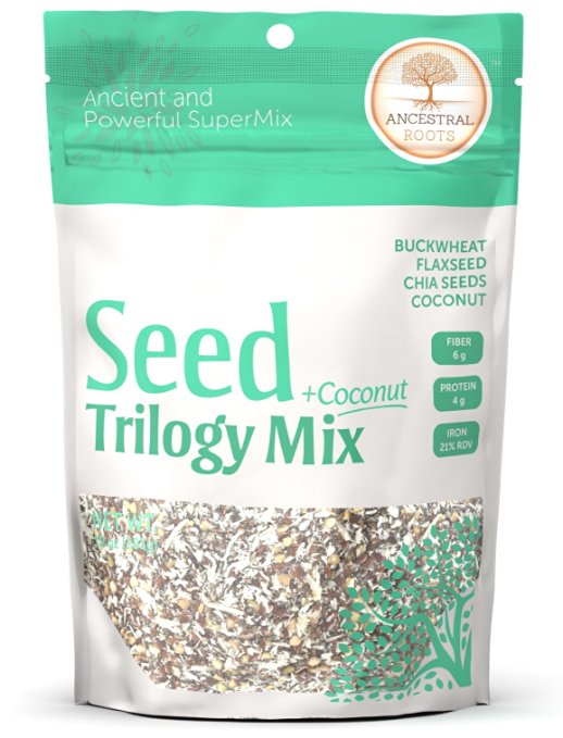 Ancestral Roots Seed Trilogy Mix   Coconut - Ancient and Powerful Superfood Mix - 10 oz