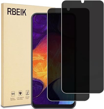 RBEIK 2PACK 9H Hardness Anti-Spy Tempered Glass Privacy Screen Protector for Samsung Galaxy A50/ A50S/ A30/ A30S/ M30/ M30S/ A20