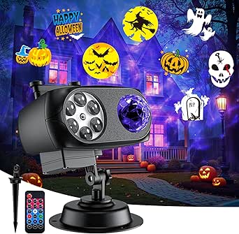 Halloween Christmas LED Projection Lights, Halloween Projector Lights Outdoor Decoration, 3D Ocean Wave Landscape Lights with 10 Slides for Halloween Xmas Holiday Party Yard Garden Lawn Decoration ﻿